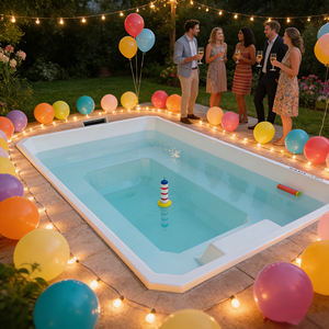 สระว่ายน้ำไฟเบอร์กลาสสำเร็จรูปพร้อมไฟ RGB LED และเครื่องทำความร้อน สำหรับโรงแรมหรู สวนหย่อม หรือสระว่ายน้ำในบ้าน - Product Image 4