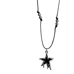 Collier en corde noire avec pendentif étoile à cinq branches en alliage, chaîne tendance pour le quotidien, style Europe-Amérique, été 2024 - Product Image 3