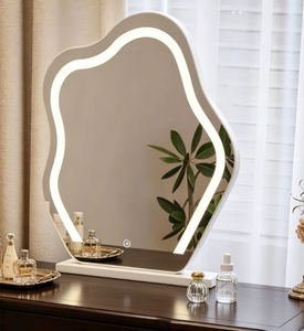 Heavenly <b>Mirror</b> <b>Irregular</b> Shape LED Makeup <b>Mirror</b> Touch Switch Plastic Frame Minimalist Design Freestanding Eco-friendly - Product Image 2