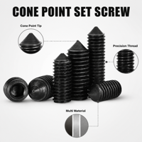 Vis sans tête à six pans creux M3 M4 M5 M6 M8 M10 M12 M14 M16 M18 M20 M24 à pointe conique en acier allié haute résistance oxydé noir