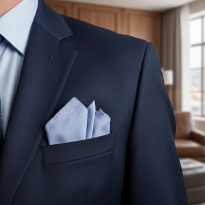 Sky Blue and <b>White</b> Plain 100% Cotton <b>Pocket</b> <b>Square</b> - Product Image 3