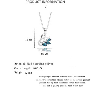 Vòng Cổ Bạc S925 Mặt Dây Chuyền Hình Thiên Nga Pha Lê Mắt Ngựa Áo Đơn Giản Phong Cách Instagram Thời Trang Cho Nữ Quà Tặng Giáng Sinh - Product Image 3