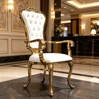 Luxuriöser Goldener Edelstahl-Thronstuhl Gepolsterter Hochzeitsstuhl Gepolsterter Königs- und Königinnen-Bankettstuhl Hotel-Event-Möbel