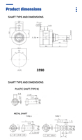 Potensiometer Rotary WXD3590 10k dengan Kenop