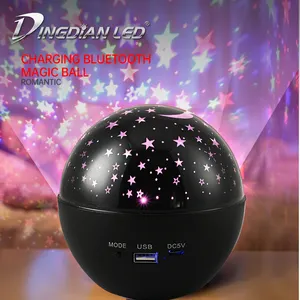 Dingdian Led Projection Night Light Lamp Rechargeable Bluetooth Magic Ball Remote Control Star Moon Romantic Projection Lamp