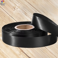 Ruban de satin en polyester à bord tissé noir simple face de 40 mm * 200 m en gros pour étiquette d'entretien