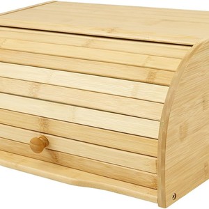 Boîte à pain en bambou avec couvercle rabattable, couleur naturelle, rangement de cuisine, conteneur alimentaire - Product Image 1