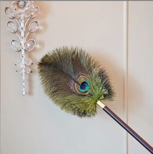 <span class=keywords><strong>Plumeau</strong></span> en bambou naturel avec plumes de paon d'autruche Brosse douce de style rétro pour le nettoyage ménager Lavable et délicat - Product Image 6