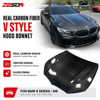 Capot moteur à double échappement en fibre de carbone véritable pour BMW Série 8 G14 G15 G16 M8 F91 F92 F93 840i M850i, finition brillante, 2019+