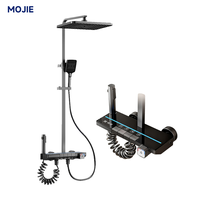 Système de douche en cuivre avec affichage numérique LED, double mode pluie et jet, construction en laiton