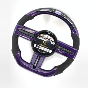 Volant en fibre de carbone véritable violet avec écran LED compatible avec <span class=keywords><strong>Ford</strong></span> <span class=keywords><strong>Mustang</strong></span> <span class=keywords><strong>GT</strong></span> 2005 2006 2007 2008 2009 S197 - Product Image 3