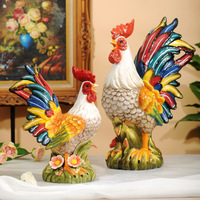 Produits chinois de luxe salon céramique animal coq sculpture ferme maison statue poulet ornement décor à la maison