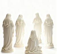 Estatuas DE LA Virgen María de resina blanca con centro de mesa de pose de loto, colección de figuritas religiosas de la Madre María para la decoración del altar del hogar