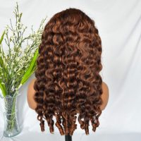 Perruque sans colle 13x4 Lace Front en cheveux naturels, ondulation birmane, vente en gros # Perruque en cheveux humains de taille moyenne couleur P30 pour femmes noires