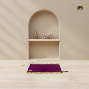 Lavender Muslim Prayer Mat Small Islamic Prayer Mat for Prostration with Faux Fur <b>Foam</b> and Gold Tassel - Product Image 6