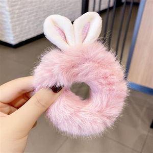 Großhandel Niedliche Plüsch-Hasenohren Elastische Haarbänder Damen Flauschige Hasenohren Scrunchies Großhandel - Product Image 5