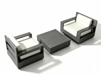 Ensemble de chaises de patio de luxe avec table basse, mobilier de salon en aluminium pour jardin, bord de piscine et villa