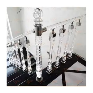 Turkish Wholesale Clear Acrylic Columns Balustrade Stair Deck Railing Led Lighting Balusters