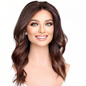 Parrucca Frontale in Pizzo Europeo Vergine Personalizzata, Trasparente, con <span class=keywords><strong>Capelli</strong></span> Umani Ondulati, Pre-Pizzicata, Senza Colla, con Baby Hair - Product Image 3