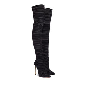 Sexy Red Satin Stretch Fabric Women Stilettos Metal <b>High</b> Heel Boots Over <b>Knee</b> Long Boots for Ladies Pointed Thigh <b>High</b> Boots - Product Image 3
