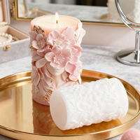 Moule à bougie en colonne avec motif de fleurs de déesse, motif de vagues, de fleurs et de papillons, moule d'aromathérapie, décoration d'intérieur, moule en plâtre