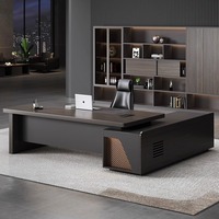 Combinaison de chaise de bureau de luxe simple et moderne en bois foncé Table de président/directeur pour les personnes âgées pour la maison