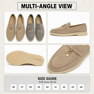 Birotzxiues Damen-Mokassins aus Wildleder mit Vorhängeschloss-Charm, 7 Farben, Wildleder-<span class=keywords><strong>Loafer</strong></span>, Mokassin, Vorhängeschloss-Charm, Slip-On, EUR-Größe 36–44 - Product Image 6