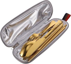 Juego de cubiertos portátil de viaje de gran venta, cuchillo de acero inoxidable, tenedor, cucharadita, cuchara para servir de acero inoxidable - Product Image 1