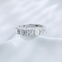 Bague de fiançailles pour femme en platine Pt950 avec diamant de laboratoire taille émeraude carrée à tige droite, style mode