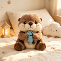 Peluche personnalisée ODM/OEM : Adorable loutre de mer en peluche avec poisson, jouet promotionnel doux et mignon