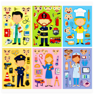 6 autocollants professionnels à coller sur le visage, à thème dessin animé, en papier imprimé, imperméables, pour l'orientation scolaire et le divertissement (lot <span class=keywords><strong>de</strong></span> 6 pièces) - Product Image 6