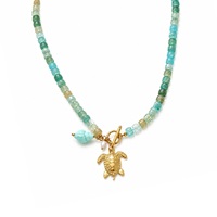 Collier en pierres naturelles inspiré de l'océan KITI avec des breloques en coquille de tortue, plaqué or 18 carats, acier inoxydable, bijoux pour femmes