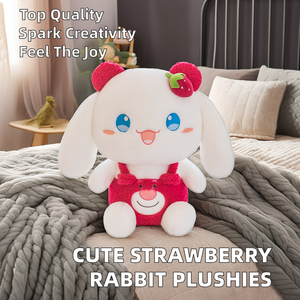 Fabricante personalizado conejo fresa peluche 25/35/50/65/80cm suave relleno PP algodón lindo al por mayor juguetes de peluche OPP bolsa de embalaje - Product Image 3
