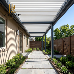 RKOVE RK-C1 <b>3</b>*6m Custom Motorized Bioclimatic Pergola Lean To Style With Louvers LED Light For Villa Walkway Outdoor Shelter - Product Image 1