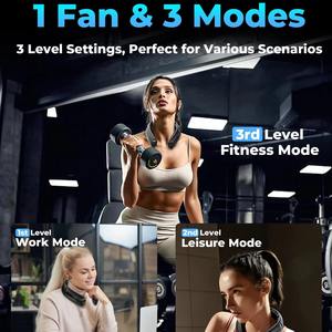 Nuevo Ventilador de Cuello Portátil, 4 Ventiladores de Cuello sin Aspas Turbo, 4000mAh, Recargable por USB, 360° Ventilador de Refrigeración de 3 Velocidades con Pantalla LED - Product Image 6