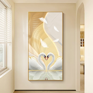 Pintura de arte geométrico abstracto de estilo nórdico, mural de cisne, pintura decorativa, pintura colgante de pared - Product Image 6