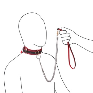 Premium Leather Shoulder-Wrist Restraint Straps with Red & Black <b>Collars</b> Adjustable for <b>BDSM</b> Play - Product Image 6