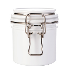 Wide Mouth Break Resistance Airtight Beans Powder Clip Top White PET Jar - Product Image 2