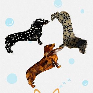 Logo personnalisé chinois dessin animé noir acide acétique cheveux griffe <span class=keywords><strong>teckel</strong></span> chien épingle à cheveux pinces à cheveux griffe chapeaux en acétate à vendre - Product Image 3