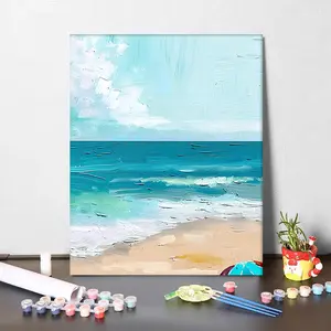 DIY Factory canvas oil painting canvas seaside pinewood canvas painting by numbers