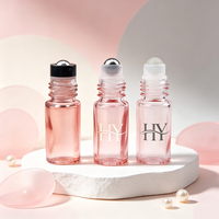 Flacon à bille en verre rose doré de 5 ml et 10 ml avec bouchon rond, emballage cosmétique, flacon à bille en acier inoxydable pour parfum et huile essentielle, rose