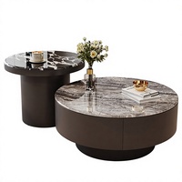 Table basse moderne de style italien, légère et luxueuse, minimaliste, avec plateau en verre, réglable, en pierre, petite taille, pour salon