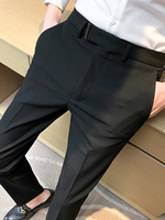 Nouveau pantalon décontracté ample à neuf points pour hommes couleur unie micro-élastique respirant grande taille pantalon de costume droit