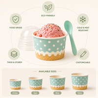Wegwerp bioafbreekbare recyclebare ijspapieren bekertjes groothandel meerdere maten diepvriesbestendig roze snoep gelato shop gebruik