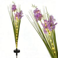 Lampes solaires décoratives pour jardin, fleurs artificielles solaires, imperméables, lilas violet, piquet lumineux