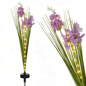 Fiori Solari Artificiali da Esterno Impermeabili, Luci Solari Decorative a Forma di Paletto per Giardino, Colore Lilla - Product Image 4