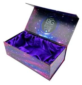 Purple Gift Box with Silk Lined Perfume Packaging with Logo Custom