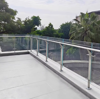 Rampe d'escalier en verre trempé, garde-corps de balcon simple et moderne, colonne en acier inoxydable, balustrades montées au sol, 3 ans