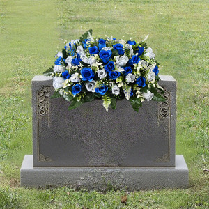 Flores Artificiales Personalizables para <span class=keywords><strong>Cementerio</strong></span>, Decoración de Seda Realista con 36 Capullos de Rosa Mate y Marco Fijo - Product Image 3