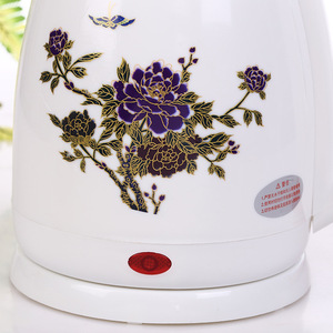 Bouilloire électrique sans fil à double paroi en acier inoxydable 1,2 L 800 W, motif floral blanc, interrupteur mécanique, arrêt automatique - Product Image 2